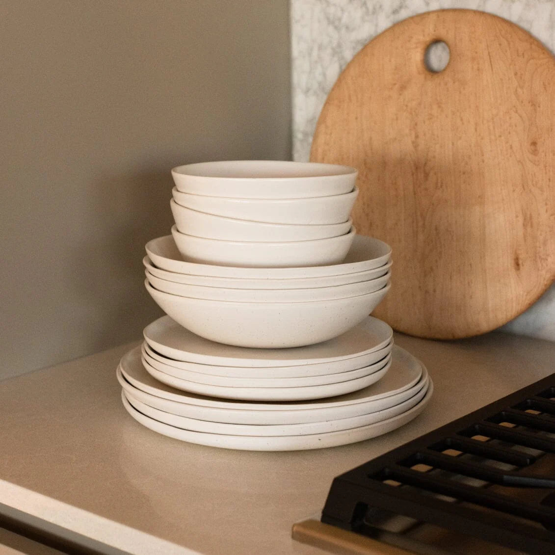 Base Dinnerware Set - Speckled White